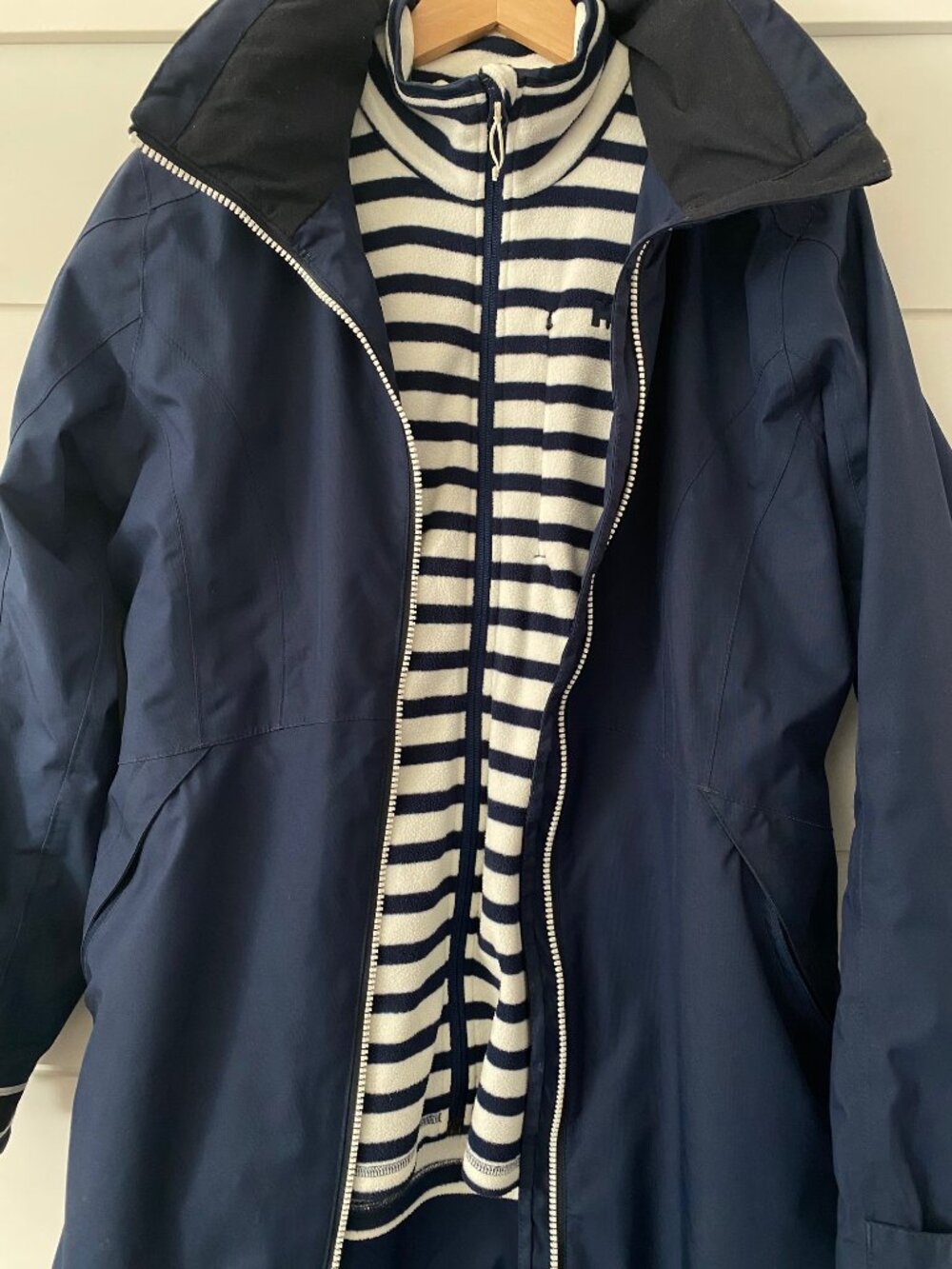 Women Navy Blue Helly Hansen Raincoat with the Separate Fleece Liner